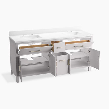 Kohler Kresla 72" bathroom vanity cabinet with sinks and quartz top K-40642-BD1-AGA - Plumbing Market
