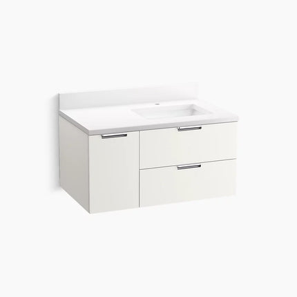 Kohler Maxstow 36" wall-hung bathroom vanity cabinet with sink and quartz top K-34655-0 - Plumbing Market
