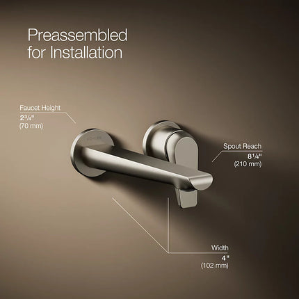Kohler Avid Wall-mount bathroom sink faucet, 1.2 gpm K-97358-4-BN - Plumbing Market