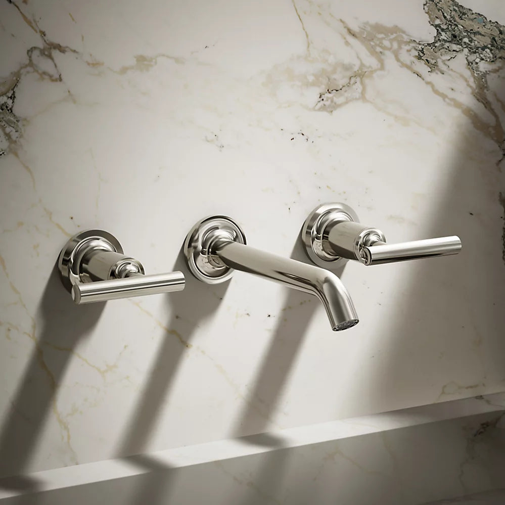 Kohler Purist Wall-mount bathroom sink faucet trim with Lever handles, 1.2 gpm K-T14413-4-SN - Plumbing Market