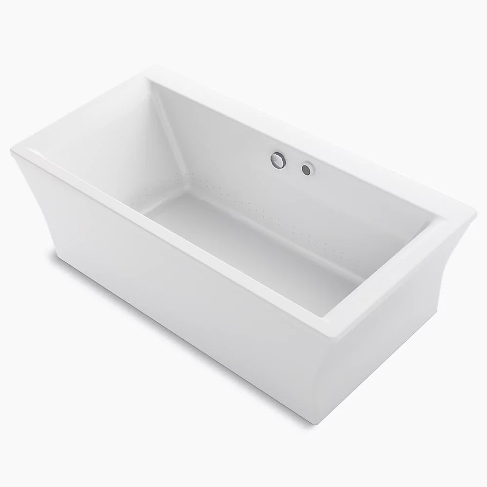 Kohler Stargaze 72" x 36" freestanding Heated BubbleMassage air bath with Bask heated surface and fluted shroud K-1959-GHW-0 - Plumbing Market