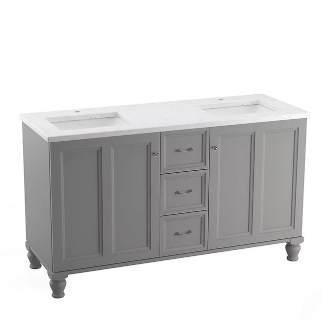 Kohler Damask 60" bathroom vanity cabinet K-99524-LG-1WT - Plumbing Market