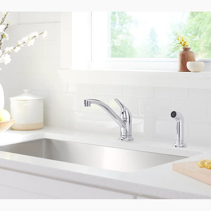 Kohler Jolt Single-handle kitchen sink faucet with side sprayer K-30614-VS - Plumbing Market