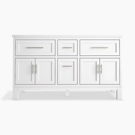 Kohler Quo 60" bathroom vanity cabinet with sinks and quartz top K-31246-ASB-0 - Plumbing Market