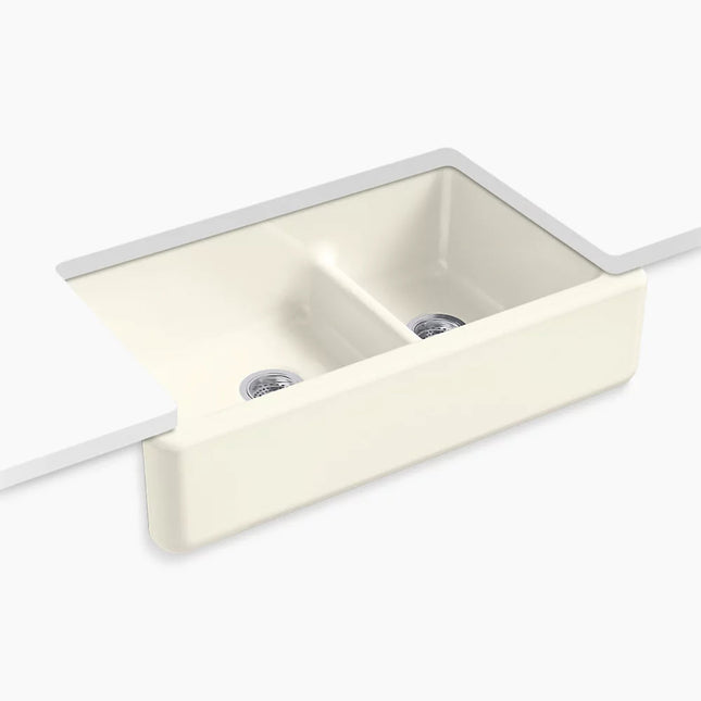 Kohler Whitehaven Smart Divide 35-3/4" undermount double-bowl farmhouse kitchen sink K-6427-96 - Plumbing Market