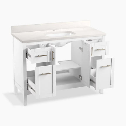 Kohler Hadron 48" bathroom vanity cabinet with sink and quartz top K-39606-ASB-0 - Plumbing Market