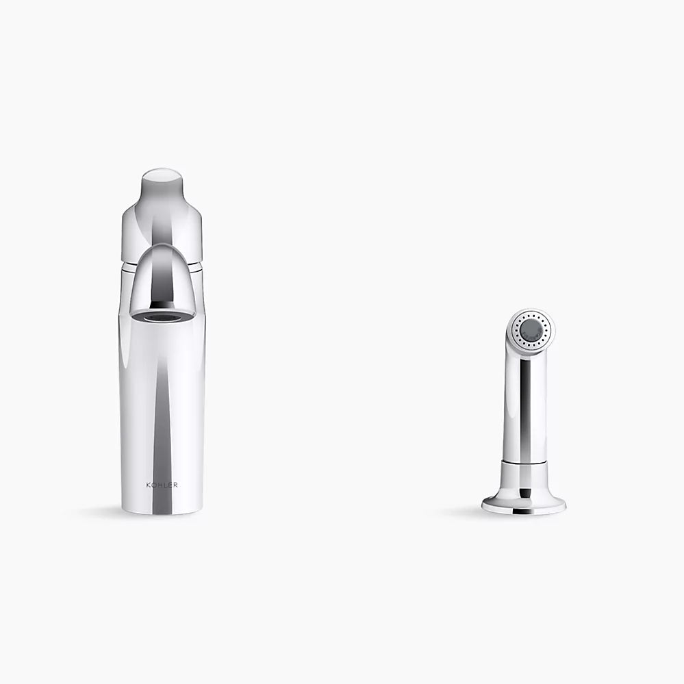 Kohler Rival Single-handle kitchen sink faucet with side sprayer K-30471-CP - Plumbing Market