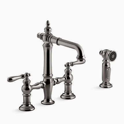 Kohler Artifacts Two-hole bridge bar sink faucet with side sprayer K-76520-4-TT - Plumbing Market