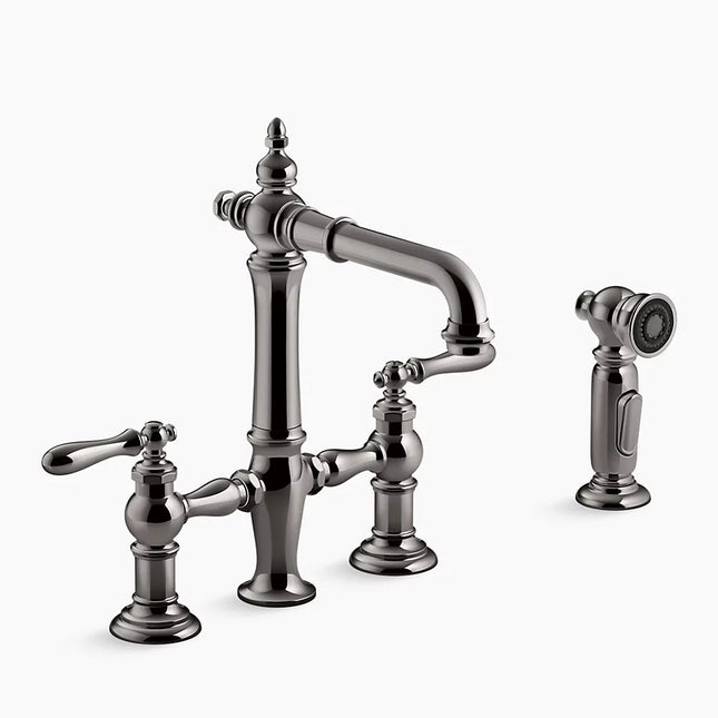 Kohler Artifacts Two-hole bridge bar sink faucet with side sprayer K-76520-4-TT - Plumbing Market