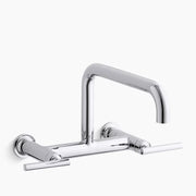 Kohler Purist Two-hole wall-mount bridge kitchen sink faucet K-7549-4-CP - Plumbing Market