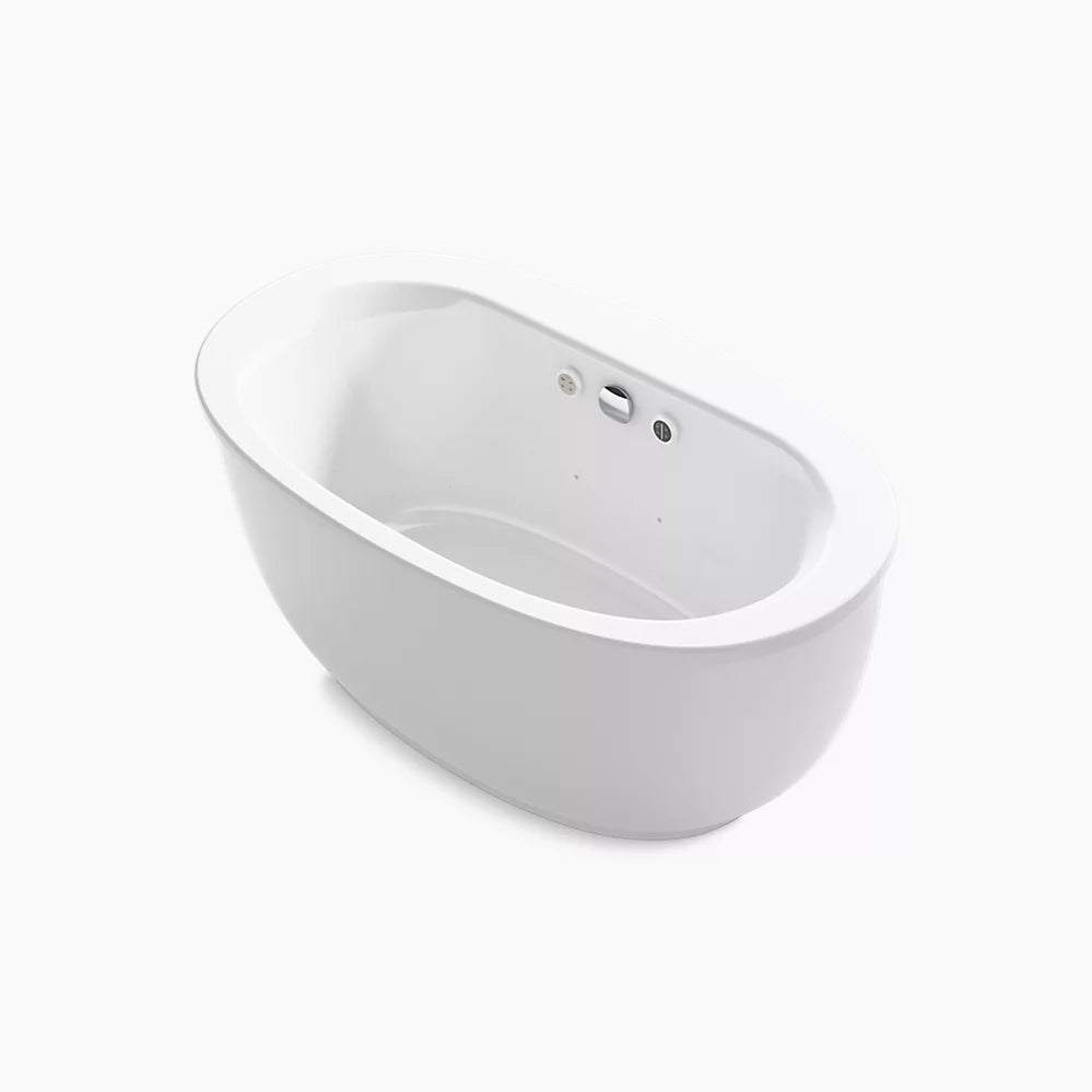Kohler Sunstruck 60-1/2" x 34-1/2" freestanding Heated BubbleMassage air bath with Bask heated surface and fluted shroud K-24009-GHW-0 - Plumbing Market