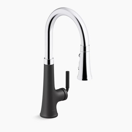 Kohler Tone Pull-down kitchen sink faucet with three-function sprayhead K-23764-CBL - Plumbing Market