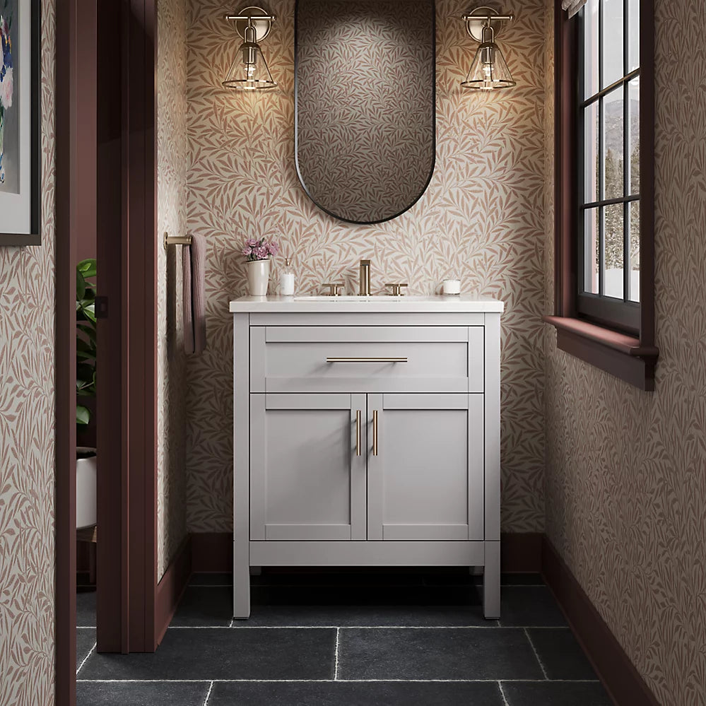 Kohler Hadron 30" bathroom vanity cabinet with sink and quartz top K-39604-ASB-AGA - Plumbing Market