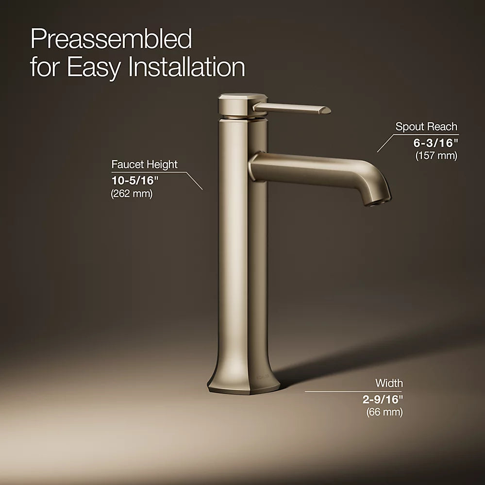 Kohler Occasion Tall single-handle bathroom sink faucet, 1.2 gpm K-27003-4-BV - Plumbing Market