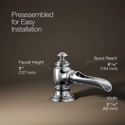 Kohler Artifacts with Flume design Bathroom sink faucet spout with Flume design, 1.2 gpm K-72761-CP - Plumbing Market