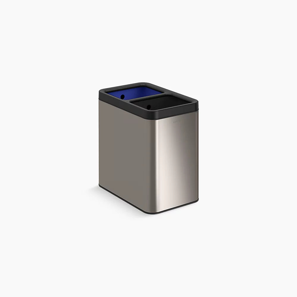 Kohler 22-liter dual-compartment open-top trash can K-31315-ST - Plumbing Market