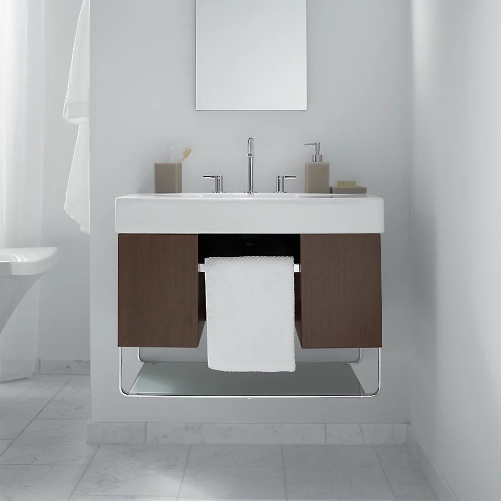 Kohler Catalan 15" W x 36-1/8" H aluminum single-door medicine cabinet with 107 degree hinge K-2913-PG-SAA - Plumbing Market
