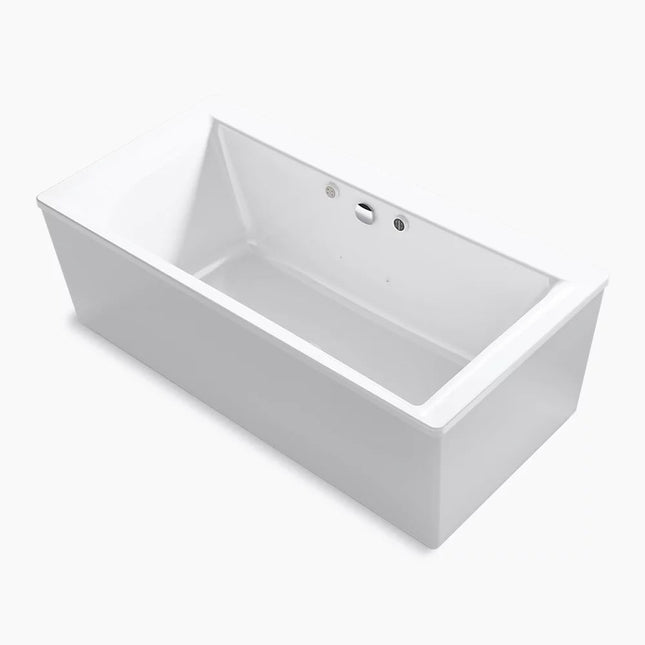 Kohler Stargaze 72" x 36-1/4" freestanding Heated BubbleMassage air bath with Bask heated surface and straight shroud K-1958-GHW-0 - Plumbing Market