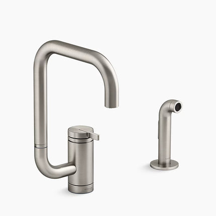 Kohler Components Single-handle kitchen sink faucet with two-function extended-reach spout and side sprayer K-28274-VS - Plumbing Market