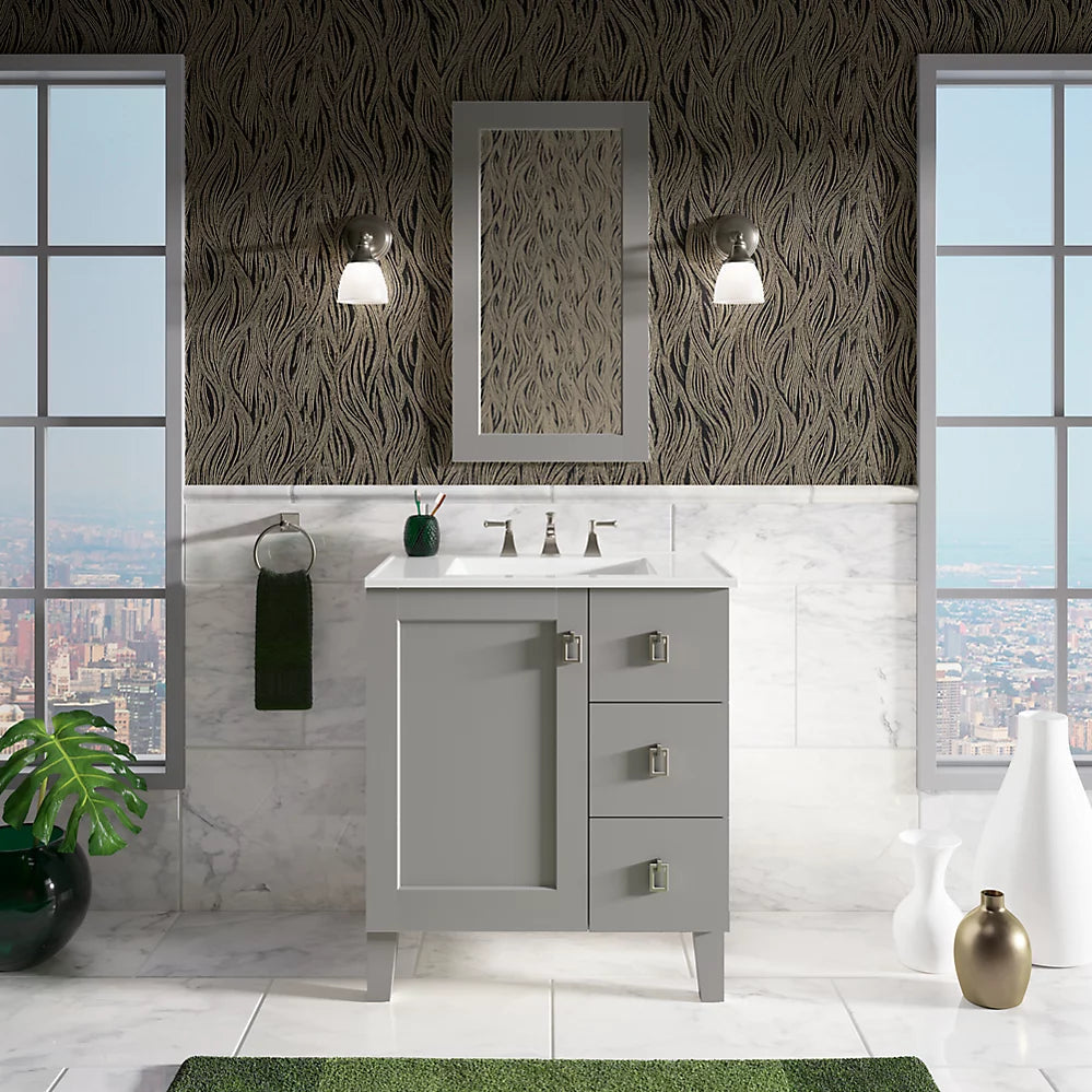 Kohler Poplin 30" bathroom vanity cabinet K-99530-LGR-1WT - Plumbing Market