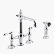 Kohler Artifacts Two-hole bridge bar sink faucet with side sprayer K-76520-4-CP - Plumbing Market