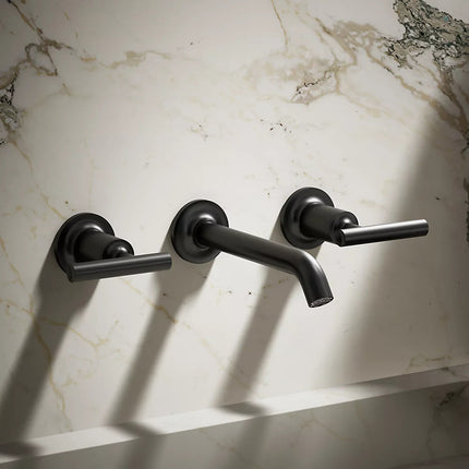 Kohler Purist Wall-mount bathroom sink faucet trim with Lever handles, 1.2 gpm K-T14413-4-BL - Plumbing Market