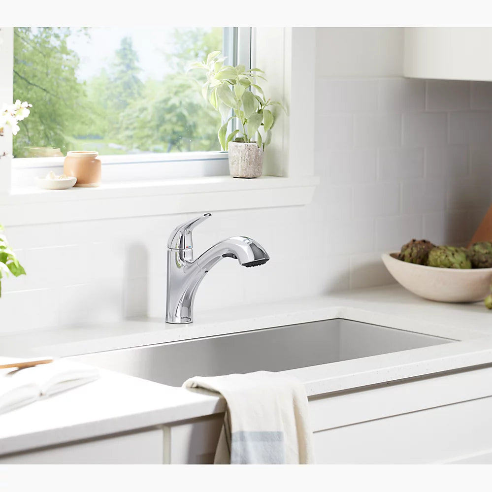 Kohler Jolt Pull-out kitchen sink faucet with two-function sprayhead K-30612-VS - Plumbing Market