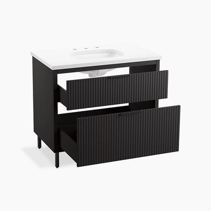 Kohler Spacity 36" wall-hung bathroom vanity cabinet with sink and quartz top K-32171-ASB-DKS - Plumbing Market