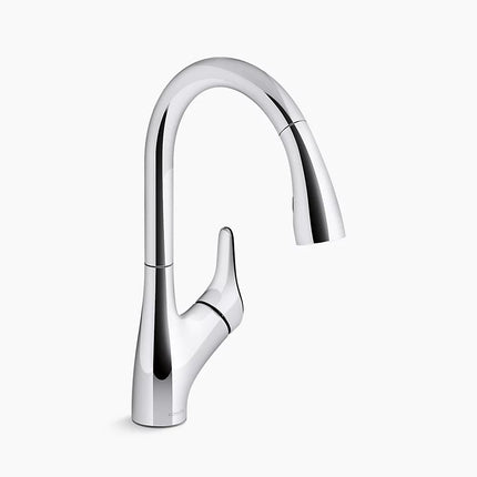 Kohler Rival Pull-down kitchen sink faucet with two-function sprayhead K-30469-CP - Plumbing Market