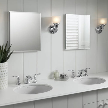 Kohler 16" W x 20" H aluminum single-door medicine cabinet with mirrored door, beveled edges K-CB-CLR1620FS - Plumbing Market