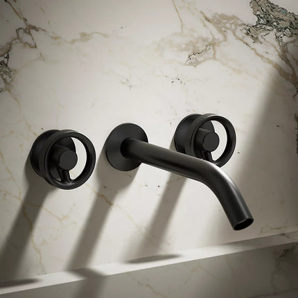 Kohler Components Wall-mount bathroom sink faucet Industrial handle trim K-T77981-9-BL - Plumbing Market