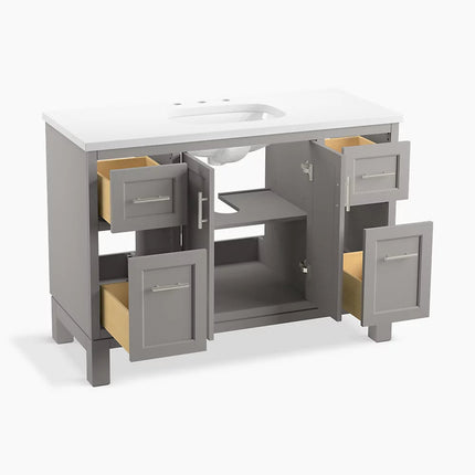 Kohler Quo 48" bathroom vanity cabinet with sink and quartz top K-28383-ASB-1WT - Plumbing Market