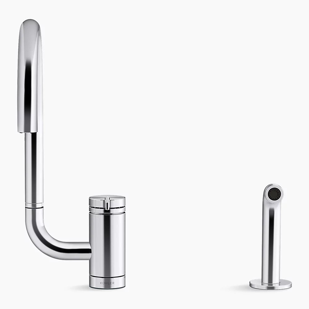 Kohler Components Single-handle kitchen sink faucet with two-function extended-reach spout and side sprayer K-28272-TT - Plumbing Market