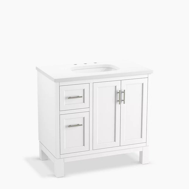 Kohler Quo 36" bathroom vanity cabinet with sink and quartz top K-31244-ASB-0 - Plumbing Market