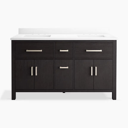 Kohler Kresla 60" bathroom vanity cabinet with sinks and quartz top K-40641-BD1-BWK - Plumbing Market