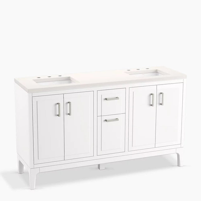 Kohler Seer 60" bathroom vanity cabinet with sinks and quartz top K-33555-ASB-0 - Plumbing Market