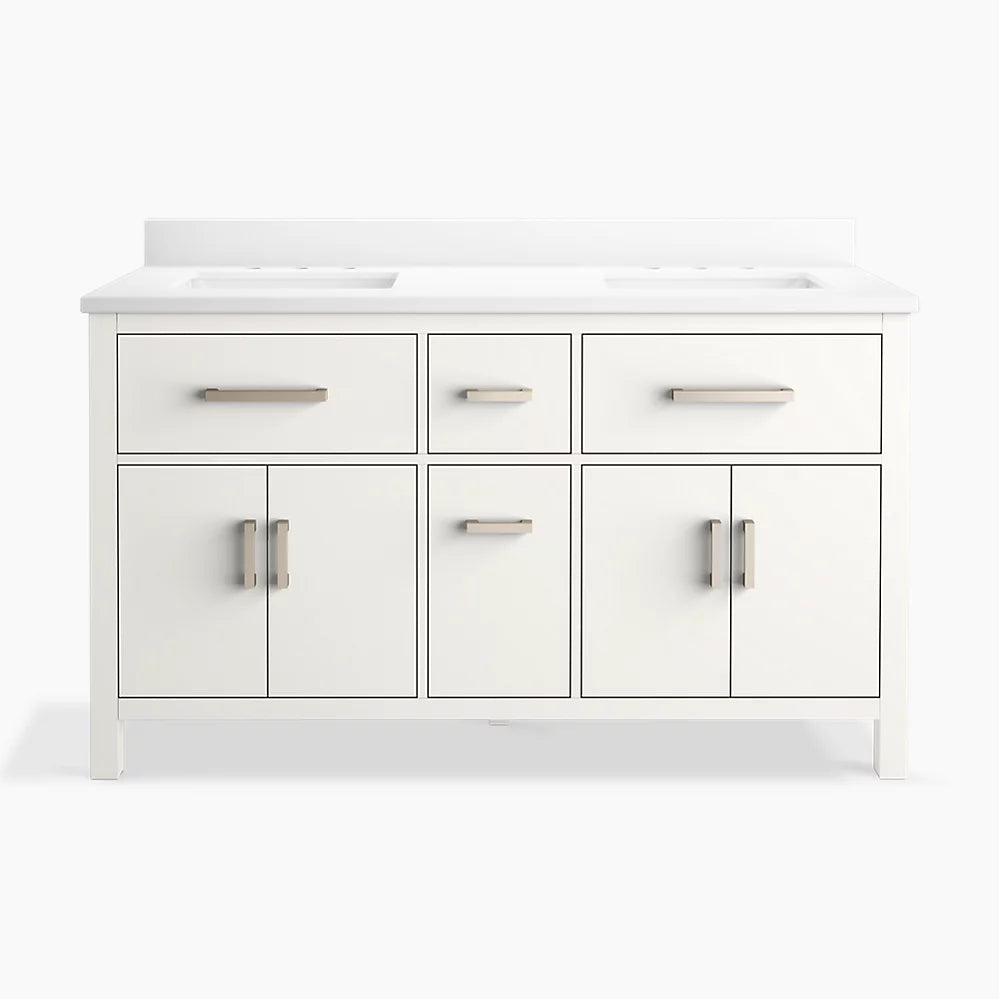 Kohler Kresla 60" bathroom vanity cabinet with sinks and quartz top K-40641-BD1-0 - Plumbing Market