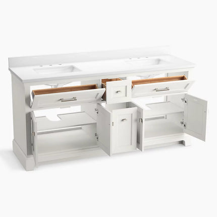 Kohler Charlemont 72" bathroom vanity cabinet with sinks and quartz top K-29264-BD1-0 - Plumbing Market