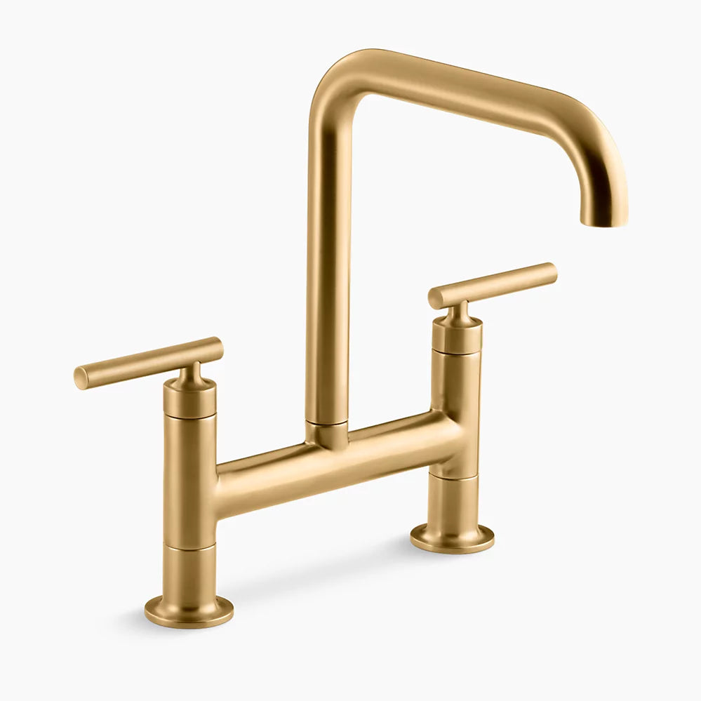 Kohler Purist Two-hole bridge kitchen sink faucet K-7547-4-2MB - Plumbing Market