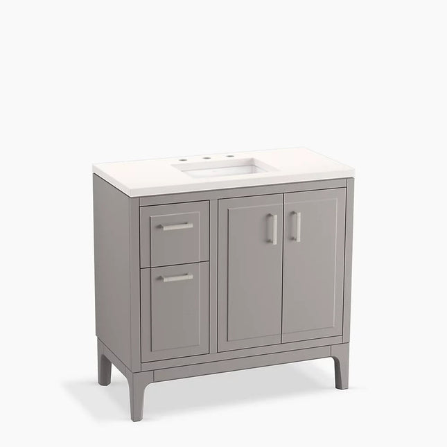 Kohler Seer 36" bathroom vanity cabinet with sink and quartz top K-33553-ASB-1WT - Plumbing Market