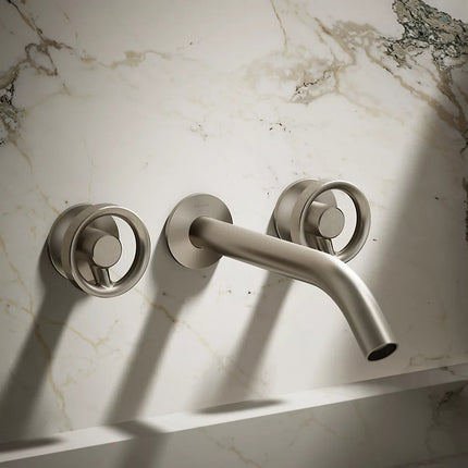 Kohler Components Wall-mount bathroom sink faucet Industrial handle trim K-T77981-9-BN - Plumbing Market
