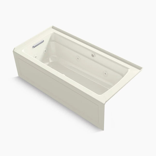 Kohler Archer 66" x 32" alcove Heated BubbleMassage air bath and whirlpool, left drain K-1949-XGHLA-96 - Plumbing Market