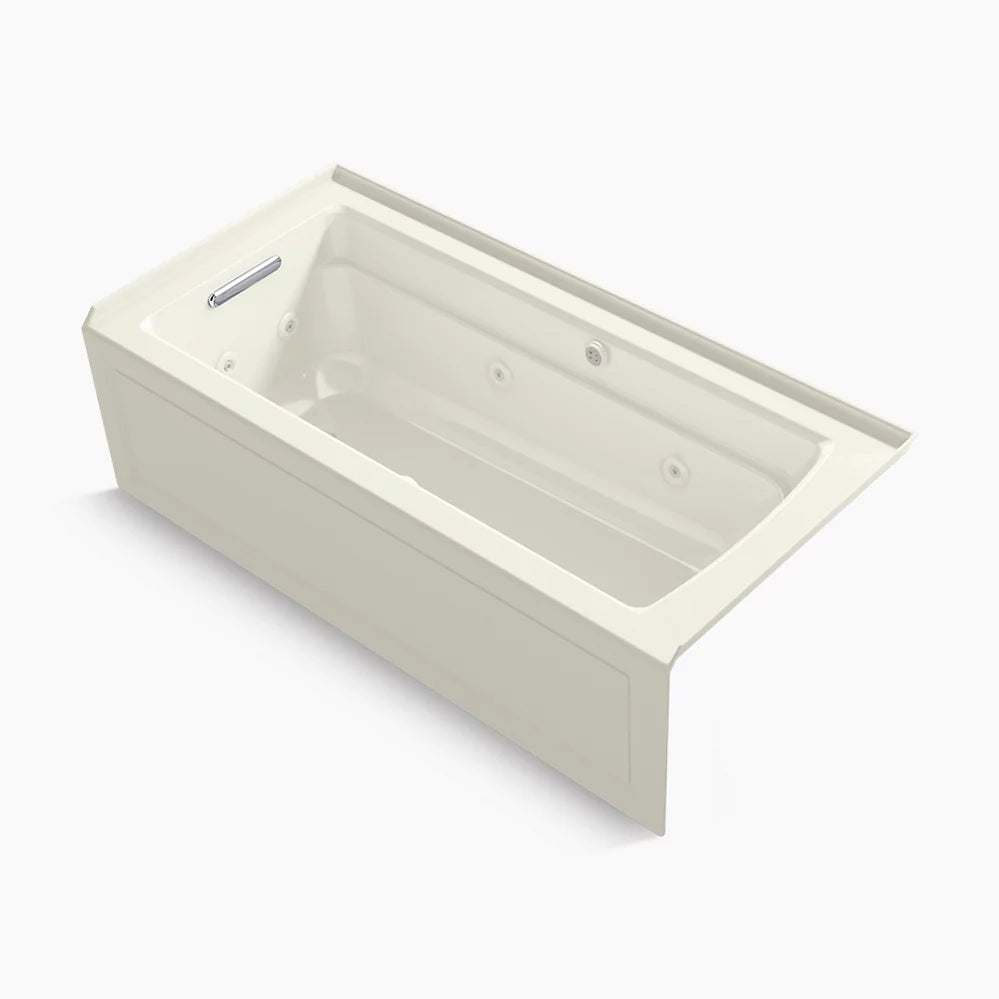 Kohler Archer 66" x 32" alcove Heated BubbleMassage air bath and whirlpool, left drain K-1949-XGHLA-96 - Plumbing Market