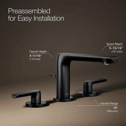 Kohler Avid Widespread bathroom sink faucet, 0.5 gpm K-97352-4N-BL - Plumbing Market