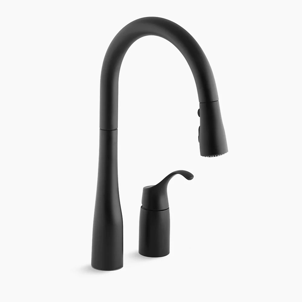 Kohler Simplice Pull-down kitchen sink faucet with three-function sprayhead K-647-BL - Plumbing Market