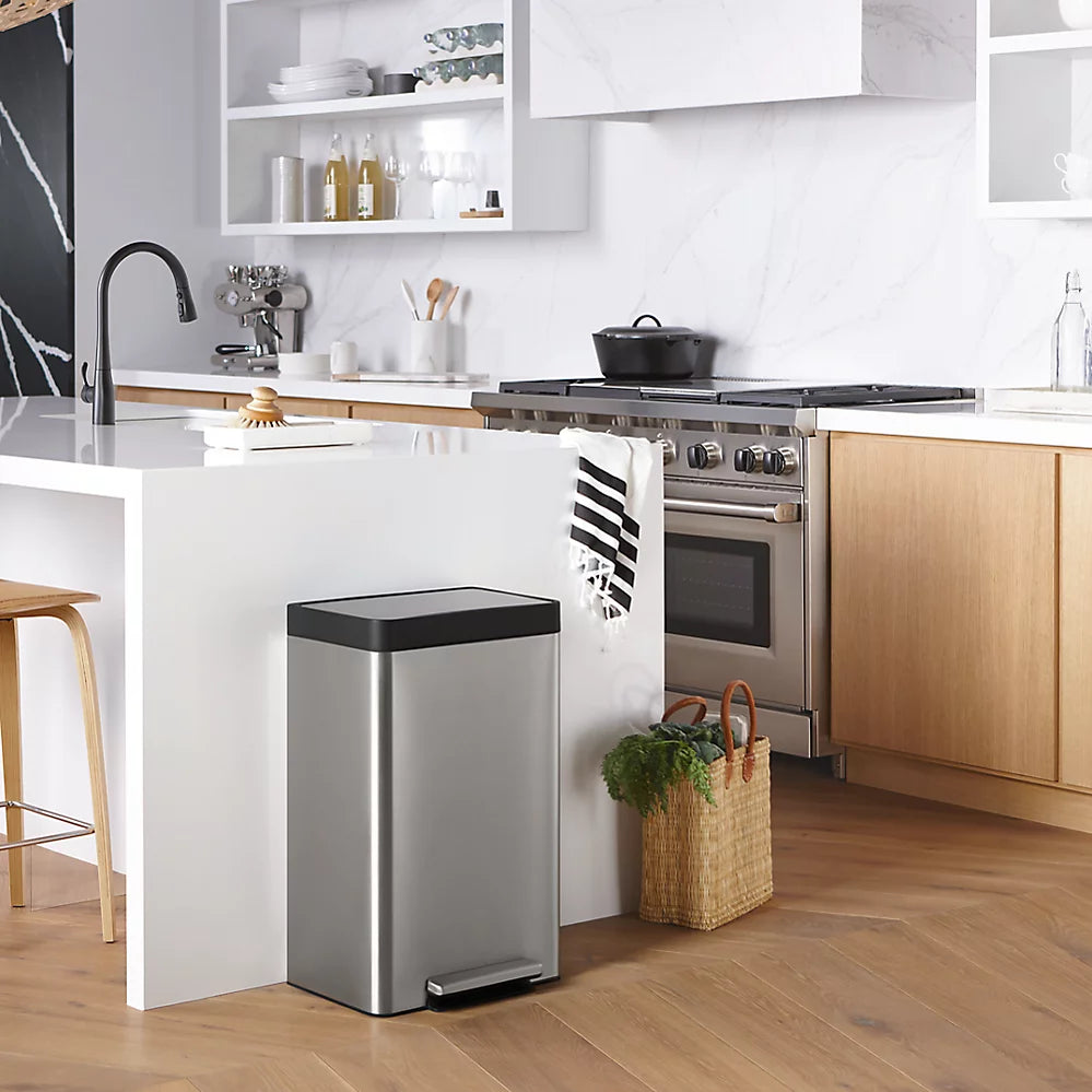 Kohler 13-gallon stainless steel step trash can K-20940-STW - Plumbing Market