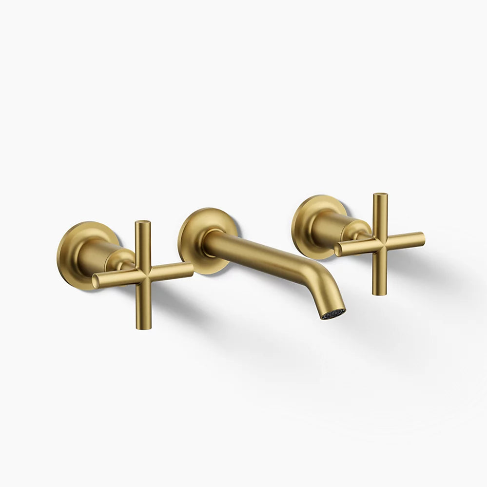 Kohler Purist Wall-mount bathroom sink faucet trim with Cross handles, 1.2 gpm K-T14413-3-2MB - Plumbing Market