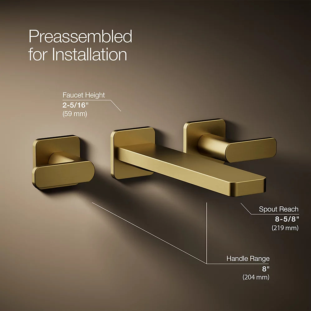 Kohler Parallel Wall-mount bathroom sink faucet trim, 1.2 gpm K-T27120-4-2MB - Plumbing Market