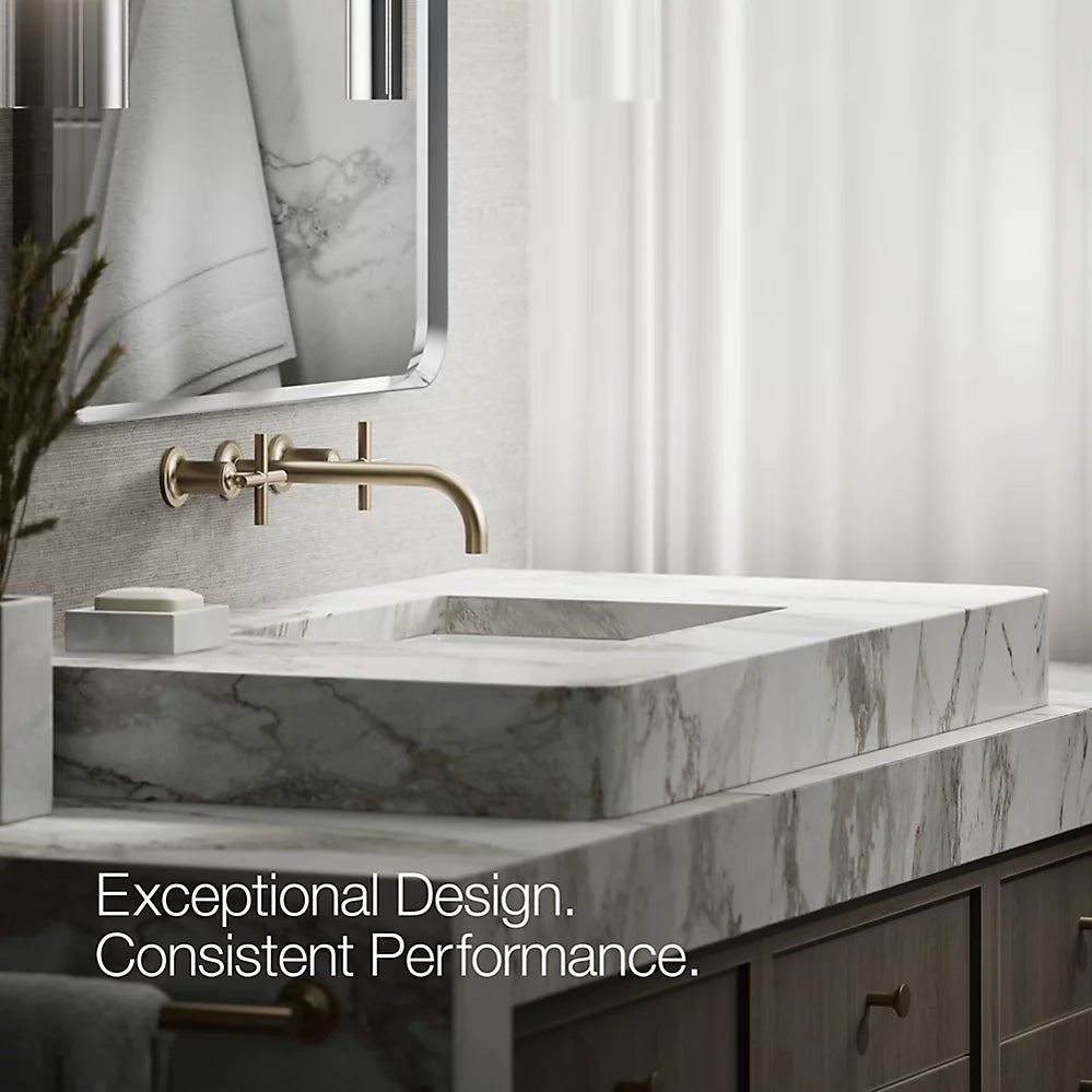 Kohler Purist Wall-mount bathroom sink faucet trim with Cross handles, 1.2 gpm K-T14414-3-BV - Plumbing Market