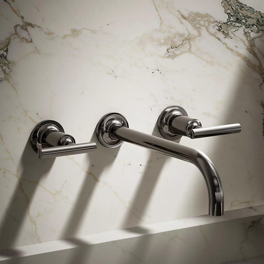 Kohler Purist Wall-mount bathroom sink faucet trim with Lever handles, 1.2 gpm K-T14414-4-TT - Plumbing Market